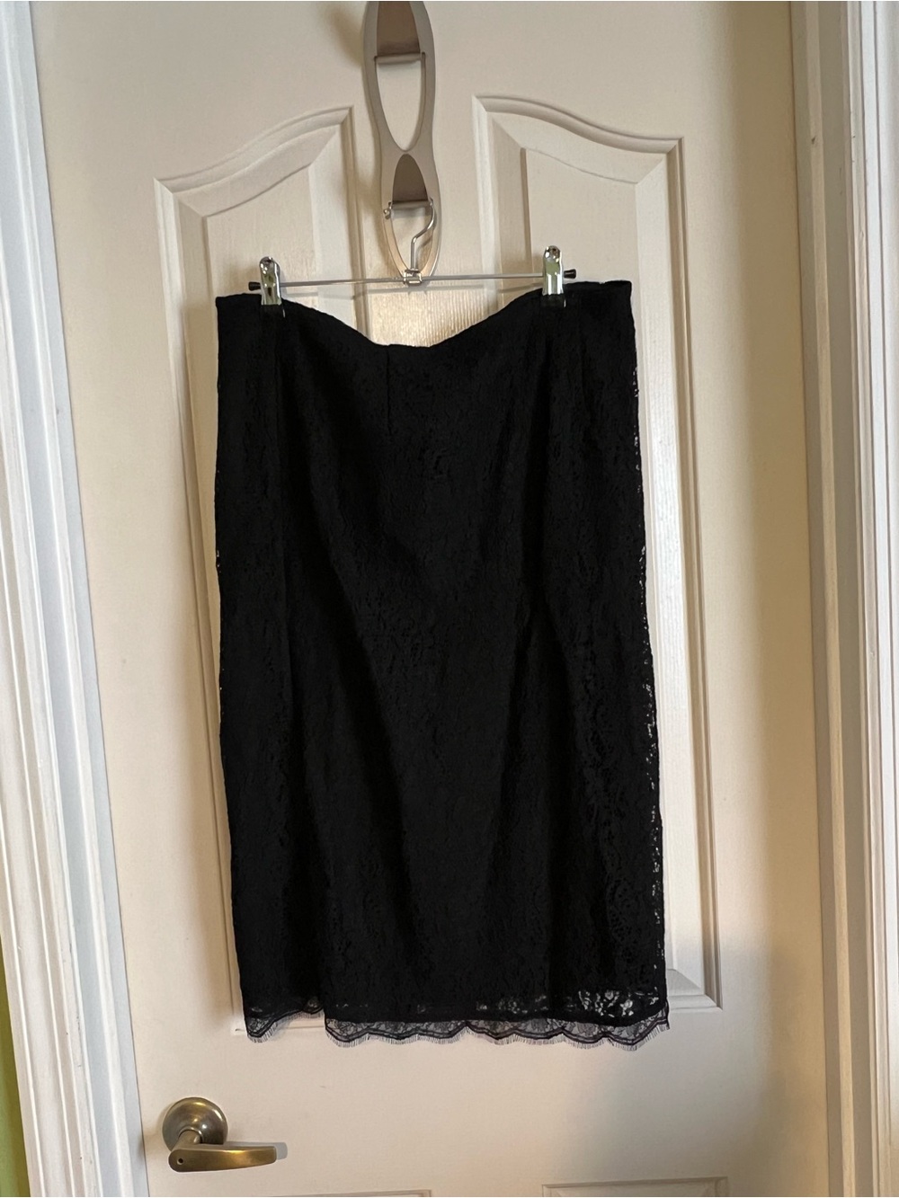 Coldwater Creek Black Lace Pencil Skirt with Scalloped Hem